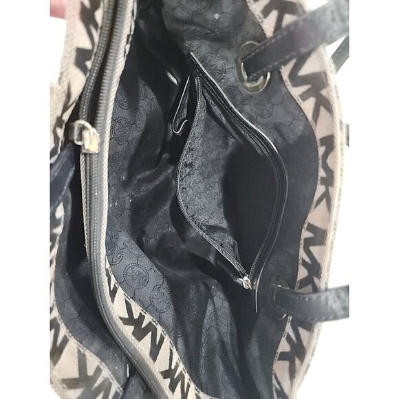 Michael Michael Kors MK Signature Khaki Canvas Tote Shoulder Bag 15X12X5 - Picture 13 of 16